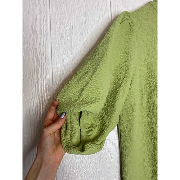 SAMSOE SAMSOE Junis Sage Green Crinkle Crewneck Shift Dress MEDIUM NWT $170 - Picture 6 of 12